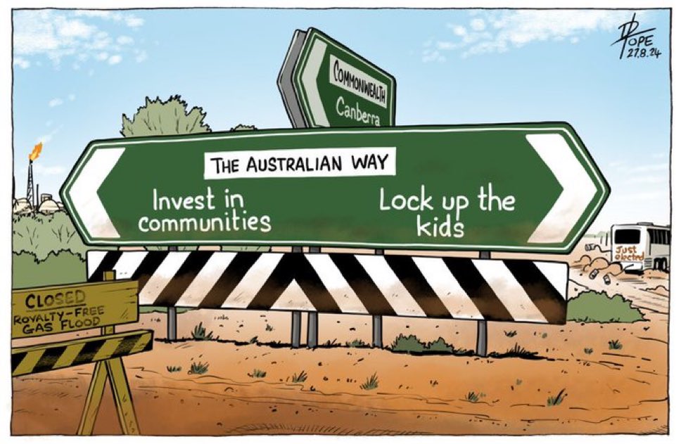 DavidShoebridge's tweet photo. Locking up 10 year old Aboriginal kids isn’t ‘talking tough on law and order’ it’s blaming the most marginalized young people for problems the state should be helping to actually solve.

Dave Pope nails it again. https://t.co/k4FPBy50n2