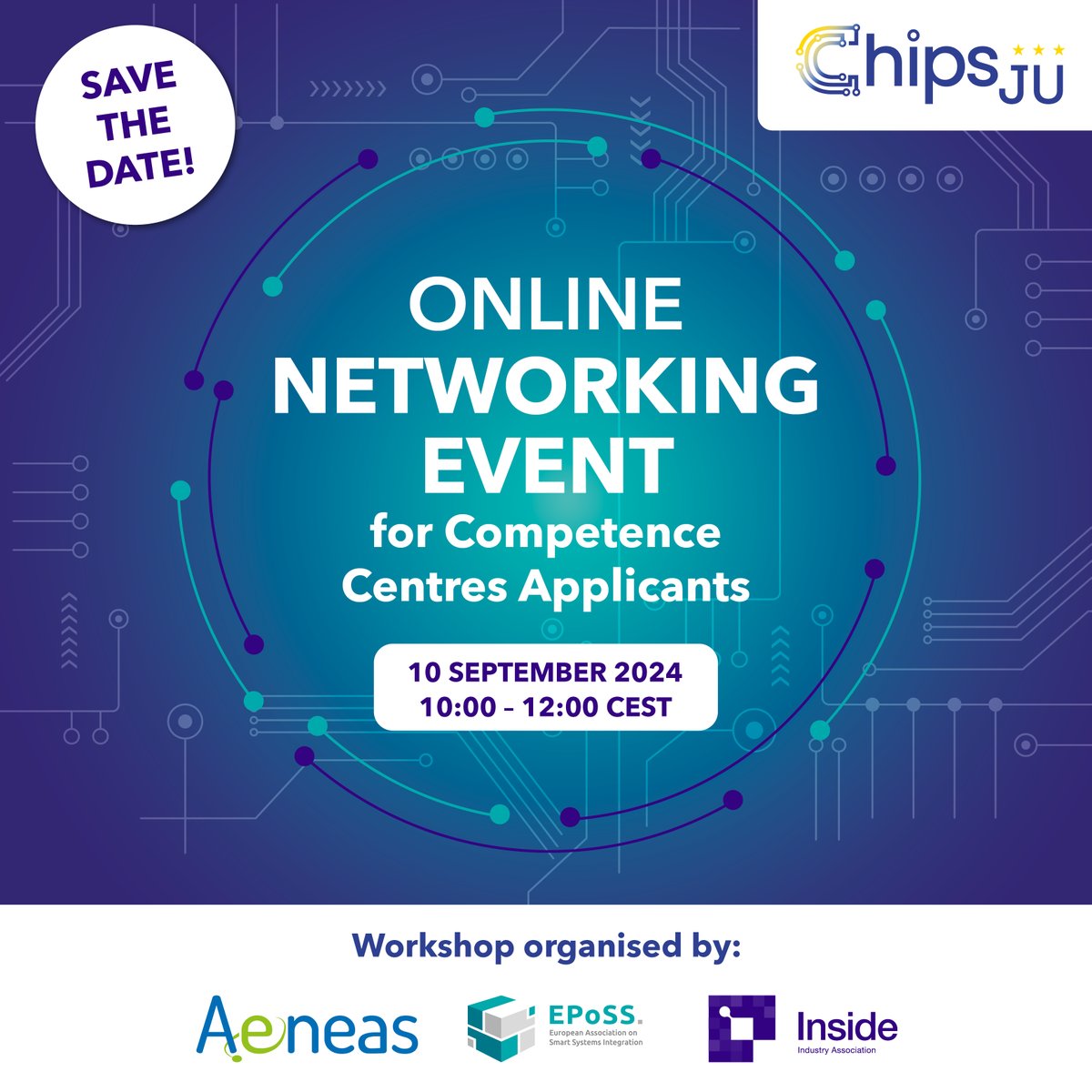 🚀 We are thrilled to announce that AENEAS, <a href="/EPoSS_news/">EPoSS</a>  @Inside_IA are joining forces to host an online Networking Event for Competence Centres Applicants!

📆 10 September 2024, from 10:00 – 12:00 CEST

Registration: shorturl.at/9PhQQ