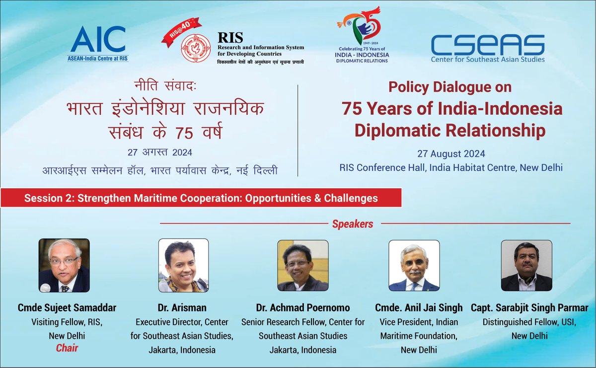 ASEAN India Centre (@aic_aseanindia) on Twitter photo Second session will focus on “Strengthening Maritime Cooperation: Opportunities and Challenges.” ris.org.in/Others/policy-…. <a href="/Harpoonleader/">Sarabjeet S Parmar</a> <a href="/cseas_indonesia/">CSEAS Indonesia</a> <a href="/AJS_subdriver/">Anil Jai Singh</a> <a href="/RIS_NewDelhi/">RIS</a> Second session will focus on “Strengthening Maritime Cooperation: Opportunities and Challenges.” ris.org.in/Others/policy-…. <a href="/Harpoonleader/">Sarabjeet S Parmar</a> <a href="/cseas_indonesia/">CSEAS Indonesia</a> <a href="/AJS_subdriver/">Anil Jai Singh</a> <a href="/RIS_NewDelhi/">RIS</a>