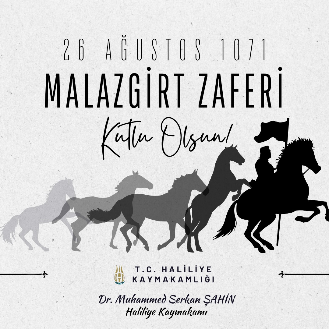 📌Kaymakamımız Dr. Muhammed Serkan ŞAHİN'in 26 Ağustos Malazgirt Zaferi mesajı:

🇹🇷"Türk tarihinin altın sayfalarından biri olan 26 Ağustos 1071, Sultan Alparslan'ın önderliğinde kazanılan büyük bir zaferin ve destanın tarihidir. Alparslan, askerleriyle birlikte Malazgirt