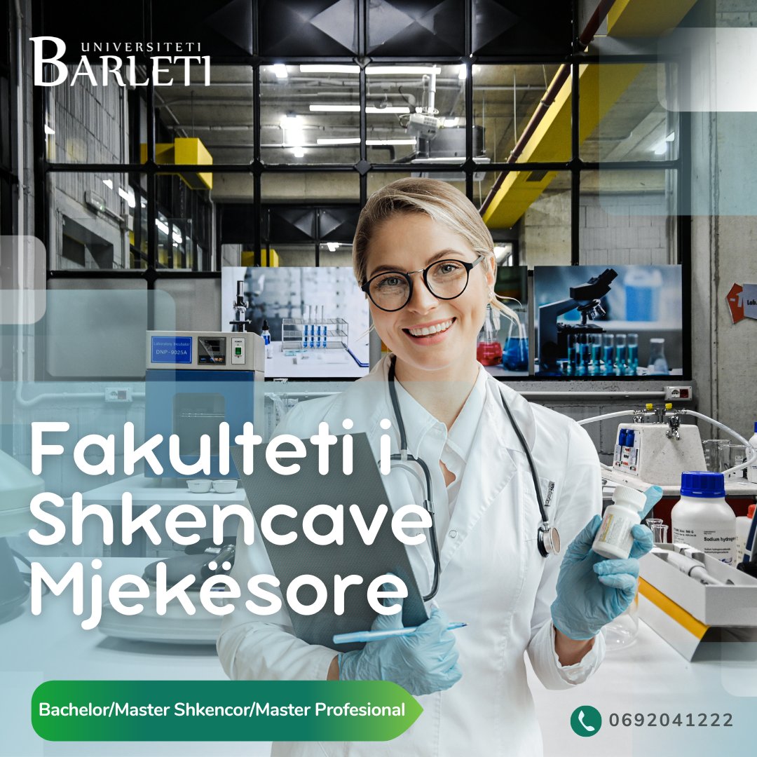 📚 Fakulteti Shkencave Mjekesore në Universitetin Barleti është dera juaj drejt një karriere të suksesshme në fushën e mjekësisë! 🚑 Zgjidh një nga programet tona dhe diplomohu në #Bachelor, #MasterProfesional ose #MasterShkencor. Investo në të ardhmen tënde
#UniversitetiBarleti