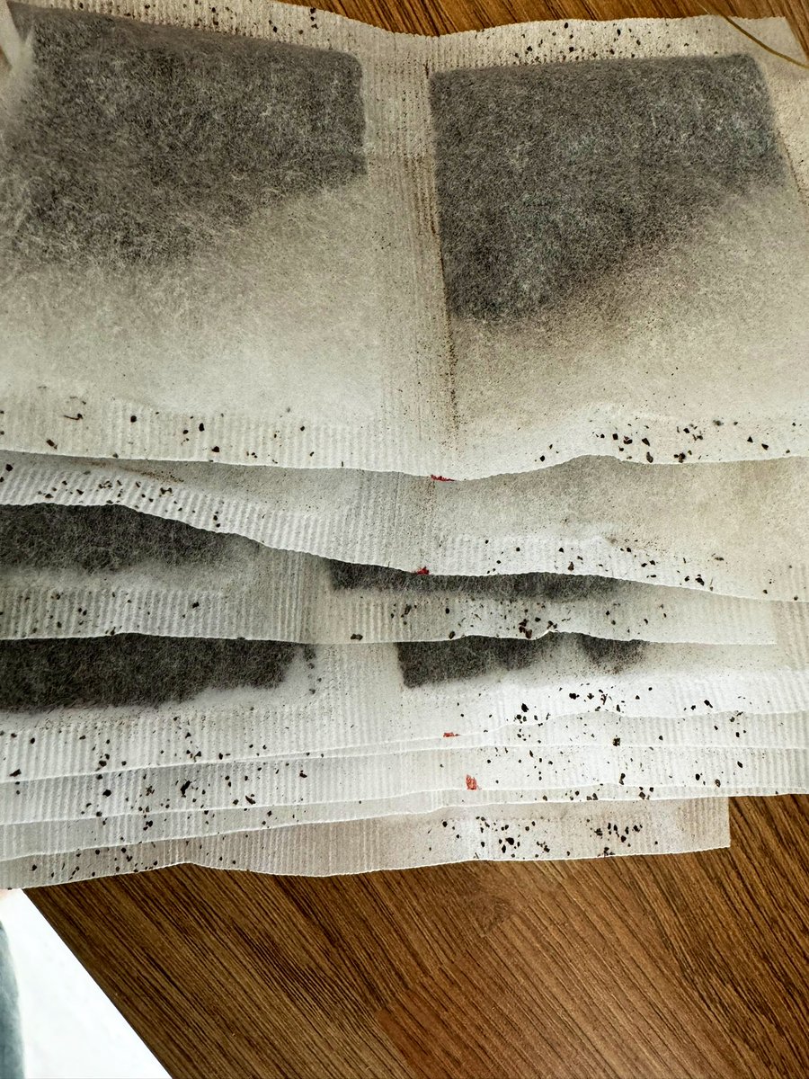 sionitomi's tweet photo. @YorkshireTea just opened a new box of tea bags and found spots of what looks like blood on them. Can you explain? https://t.co/sfQuHPVSgu