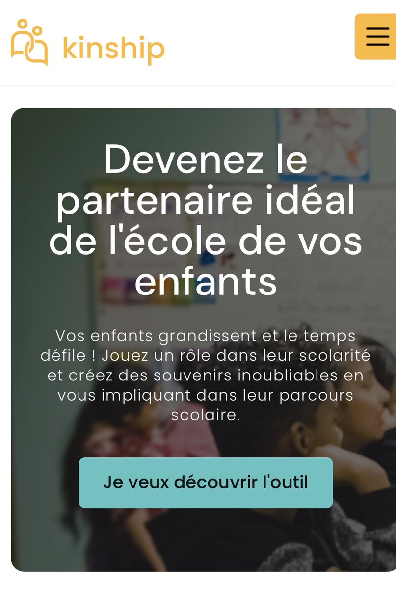 Kinship Edu pour les Parents ✨
la mise à disposition des parents au service de leurs enfants 
✅ du temps pour accompagner une sortie
✅ des compétences pour aider à la mise en d’un projet
✅ du réseau pour proposer des stages et des ateliers pro
kinshipedu.fr/parents