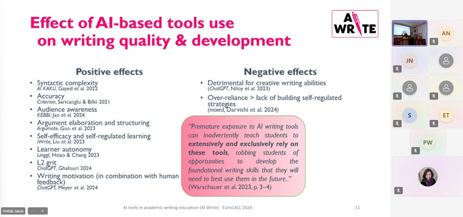 And we're off #EUROCALL2024 🥳
AI in higher education writing instruction: state-of-the-art with Carola Strobl and Marilize Pretorius from the University of Antwerp <a href="/UAntwerpen/">UAntwerpen</a> <a href="/EurocallLang/">Eurocall</a>