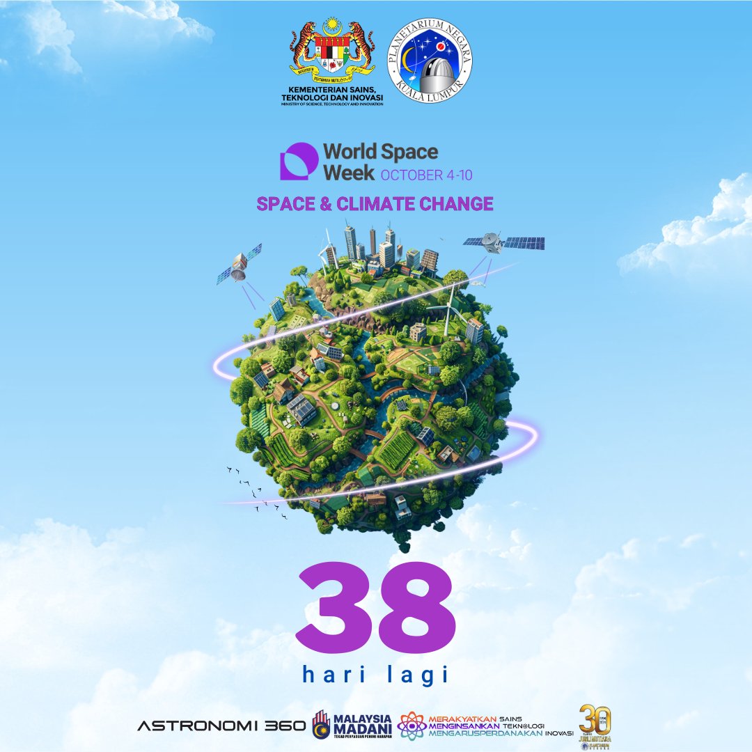 PlanetariumKL's tweet photo. 38 hari lagi menuju sambutan Minggu Angkasa Sedunia 2024.

@worldspaceweek

#mingguangkasedunia #WorldSpaceWeek
#planetariumnegara #mosti
#terukirdibintang #keytothespace #astronomi360
#MerakyatkanSains #MenginsankanTeknologi #MengarusPerdanakanInovasi
#MalaysiaMadani https://t.co/QnFMSmd8A4