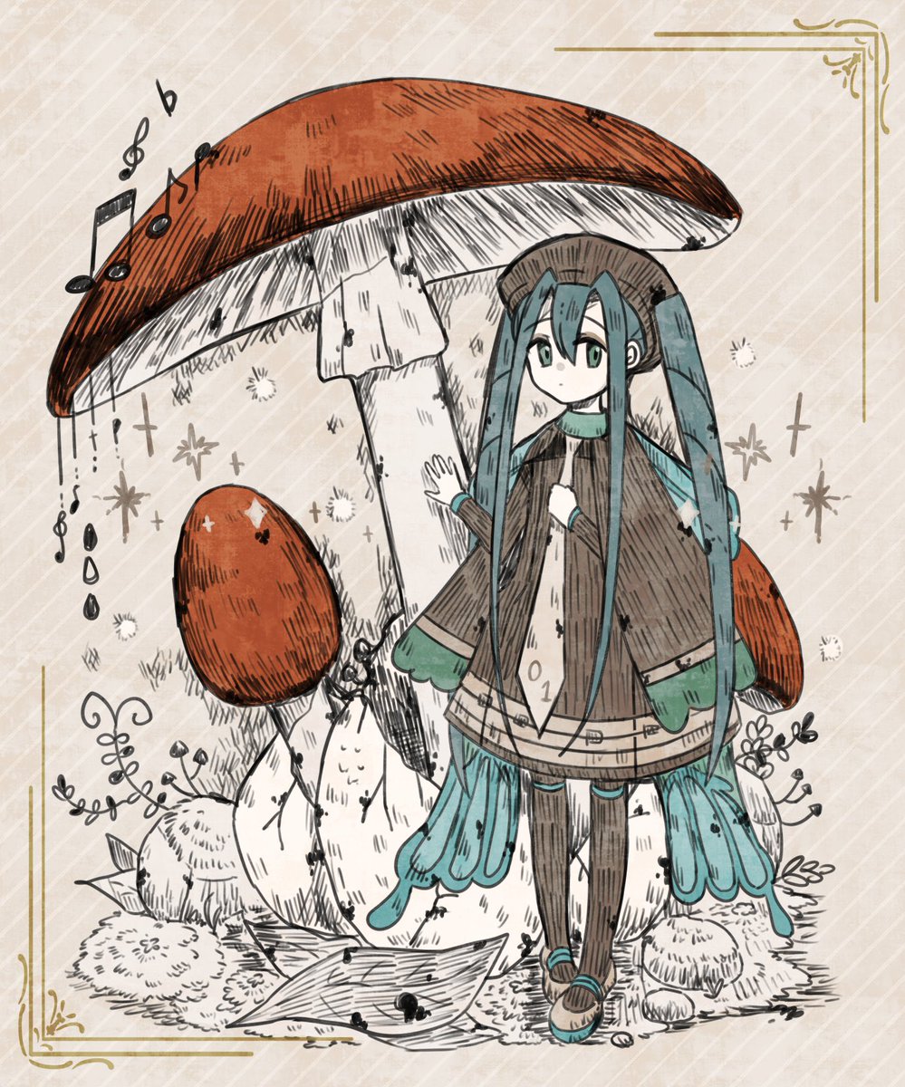 初音ミク「ポケミク×きのこ#ポケミク #初音ミク 」|桜プリン＠4/1よりソウギさん連載！のイラスト
