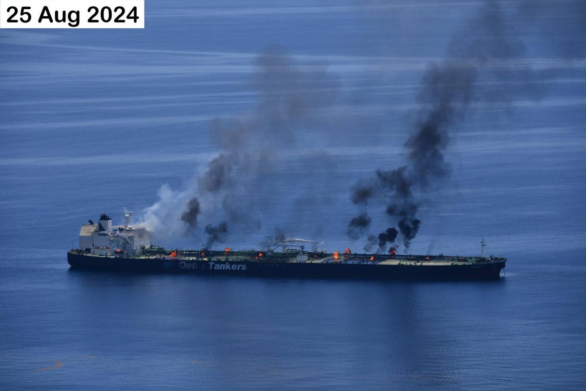 Greek tanker in Red Sea still on fire three days after Houthi attack.

The Greek-flagged ship Sounion has been on fire since August 23 after an attack by Yemen’s Houthis with no obvious signs of an oil spill,Red Sea naval mission Aspides says in a post on X.

Hezbollah iran iraq
