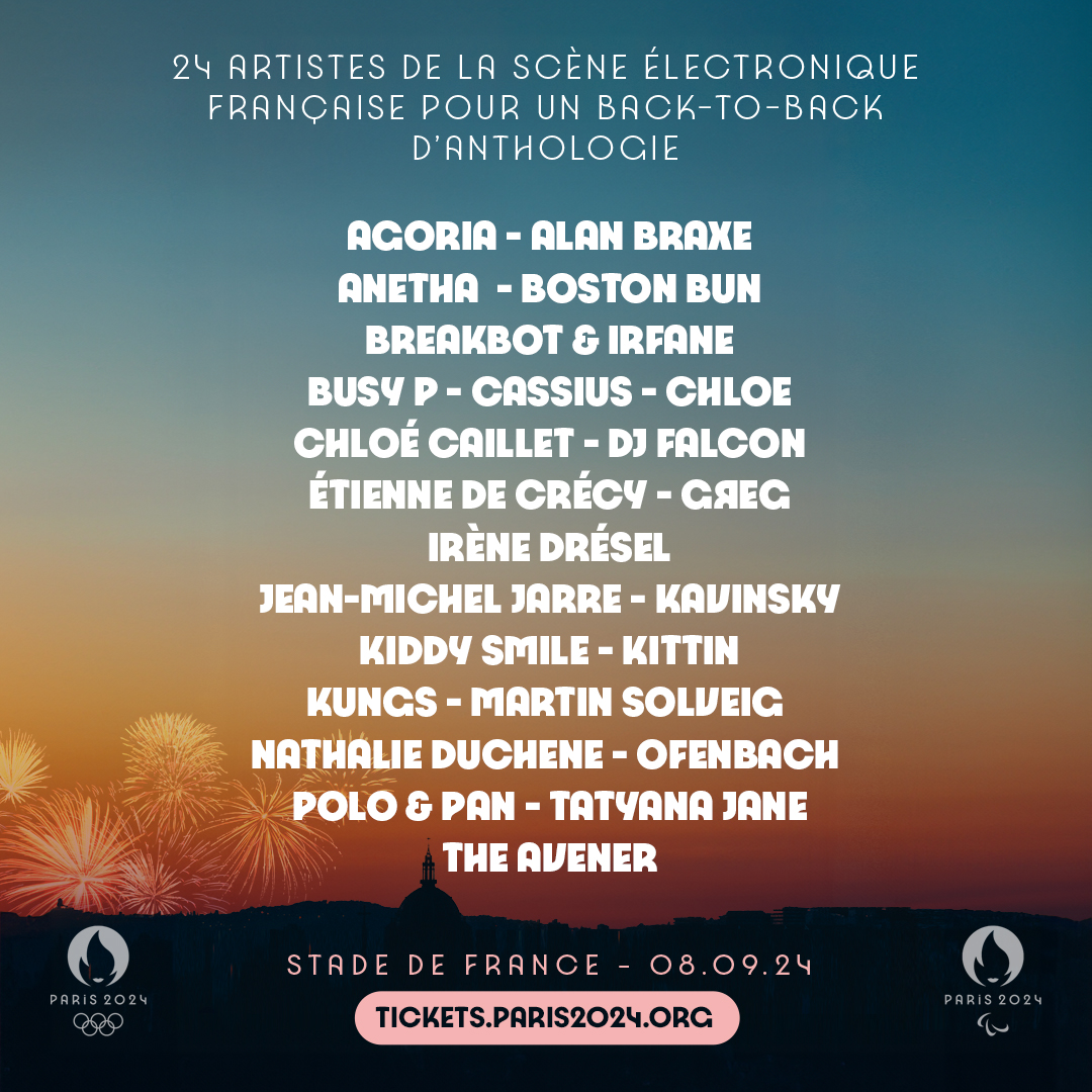 [𝗘𝗩𝗘𝗡𝗘𝗠𝗘𝗡𝗧] QUELLE FIERTÉ ! 😍 Alan Braxe, Boston Bun, Cassius, DJ Falcon, Etienne de Crécy, Kiddy Smile, Nathalie Duchene &amp; Ofenbach font partie de cette prog electro d’anthologie pour la Cérémonie de Clôture des Paralympics au Stade de France !