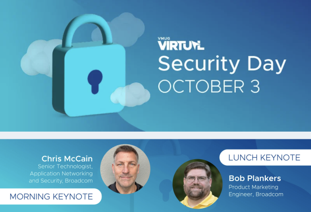 Dont miss #VMUG Virtual Security Day with <a href="/hcmccain/">chris mccain</a> &amp; <a href="/plankers/">Bob Plankers</a>. A hole day with Sessions about how to secure your Private Cloud #VCF #VMware #Security dy.si/3J22yF
