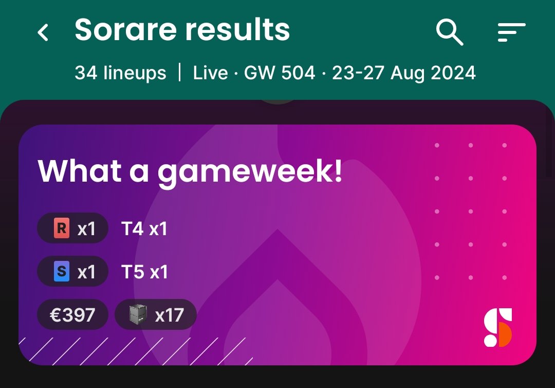 cheeky's tweet photo. @Decay26Sorare One of my best Gameweeks 🥹 https://t.co/kc1wifRoRw