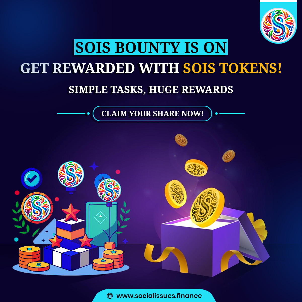 FinanceSocial's tweet photo. SOIS BOUNTY IS ON 

GET REWARDED WITH SOIS TOKENS 🪙🪙🪙

Simple tasks, HUGE rewards🎁

Join Now: https://t.co/e265s6IWFg

#cryptocurrency #CryptoIndex #social #investing #SOIS #airdrop #bounty #BountyRush #AirdropAlertDaily #Mondaymotivaion https://t.co/86u9hka3VN