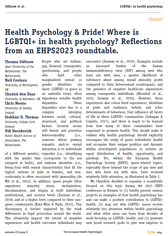 The European Health Psychologist Magazine tweet media