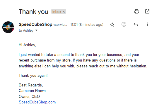 Ashley (@khyperia) on Twitter photo aww, cute lil message from <a href="/Speedcubeshop/">SpeedCubeShop</a> - I know it's probably automated, but small businesses having a bit of personal touch is real nice!
I forgot to use code jperm at checkout though!! it's so over, I had *one* job aww, cute lil message from <a href="/Speedcubeshop/">SpeedCubeShop</a> - I know it's probably automated, but small businesses having a bit of personal touch is real nice!
I forgot to use code jperm at checkout though!! it's so over, I had *one* job
