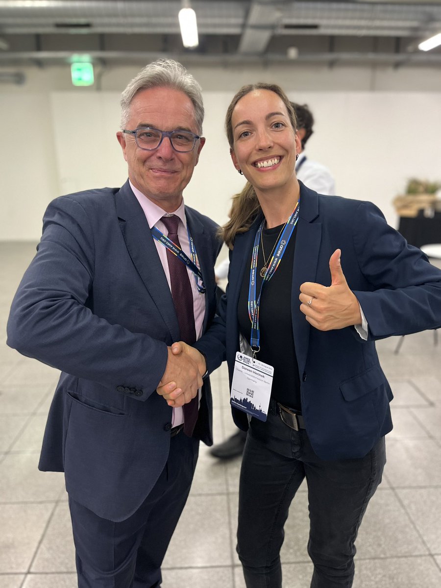 Yesterday I followed the opening instructions at #AMEE2024 and shook hands with someone "foreign" to me (and made a little deal to boot 😉). Grateful for people like <a href="/JimCampbell/">Jim Campbell</a> &amp; @siobhanfitzpatrick from the #WHO🤝😃
