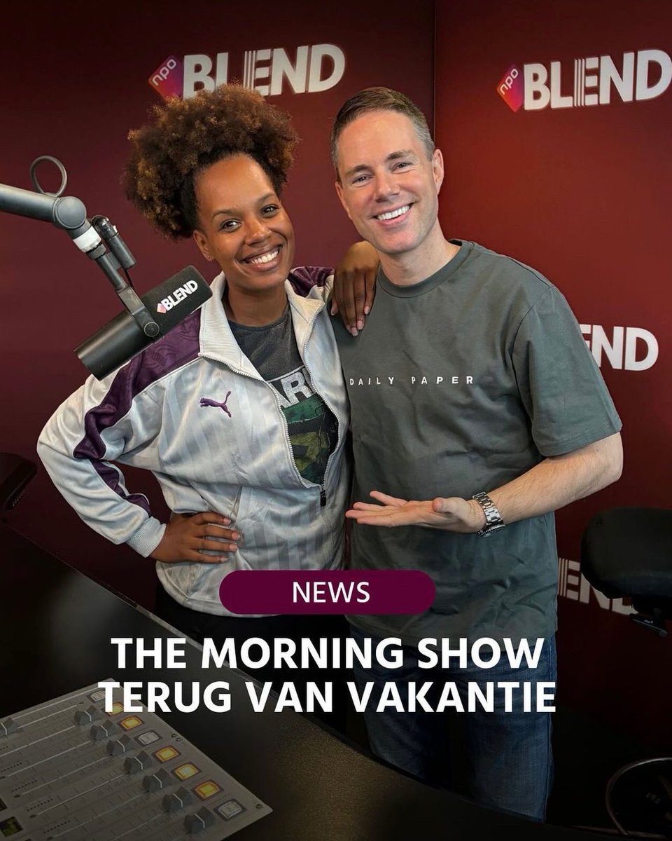 We zijn er weer! 🌅📻🎶😊 Jasmine &amp; Q-Bah met de Morning Show. Maandag t/m vrijdag, 7 tot 10 uur, op NPO Blend.