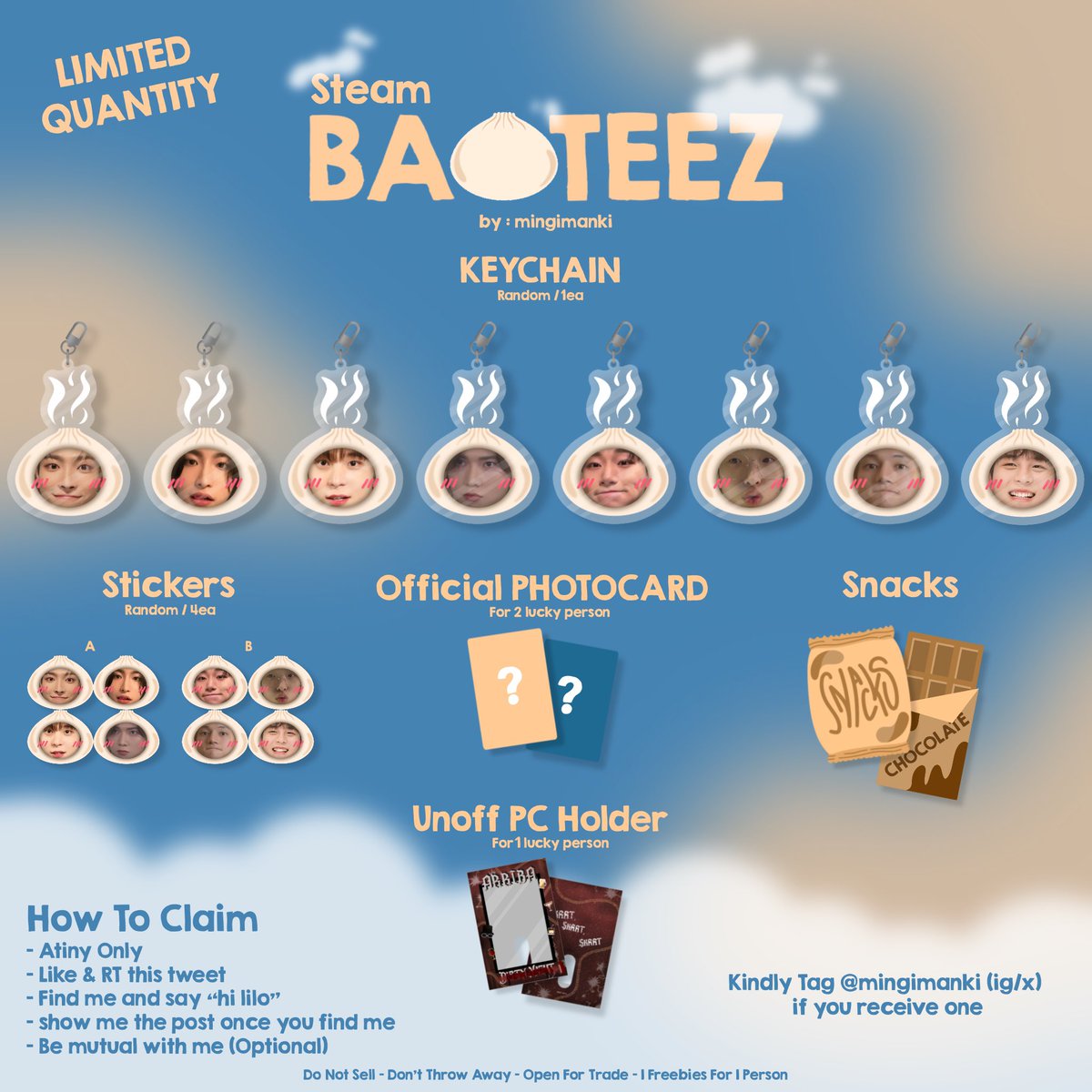 ✨𝗖𝗜𝗧𝗬 𝗖𝗔𝗠𝗣 𝗙𝗥𝗘𝗘𝗕𝗜𝗘𝗦 𝗙𝗢𝗥 𝗔𝗧𝗜𝗡𝗬✨
 Steam BAOTEEZ by <a href="/mingimanki/">L I L O</a> 

🗓️ : 5 Oct 2024
📍 : Indonesia Arena 

💥LIMITED QTY💥
✉️ > DM for Trade [limited slot]

See you guys 🫶🏻
#CityCamp2024  #ATEEZ #ATINY #INATINY #에이티즈 #ATEEZFREEBIES