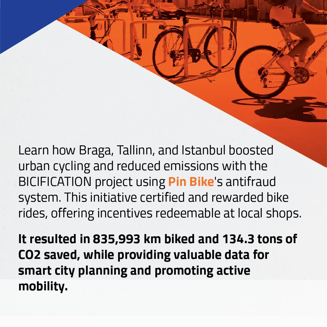 EITUrbanMob's tweet photo. The #BICIFICATION project is a testament of the power of gamification towards #sustainability!
✅ 1,209 users in Braga, Tallinn, and Istanbul
✅ 835,993 km biked
✅ 134.3 tons of CO2 emissions saved
Let’s keep pedalling towards #SustainableMobility! 🚴♂️🌍 https://t.co/DQph4puzCA