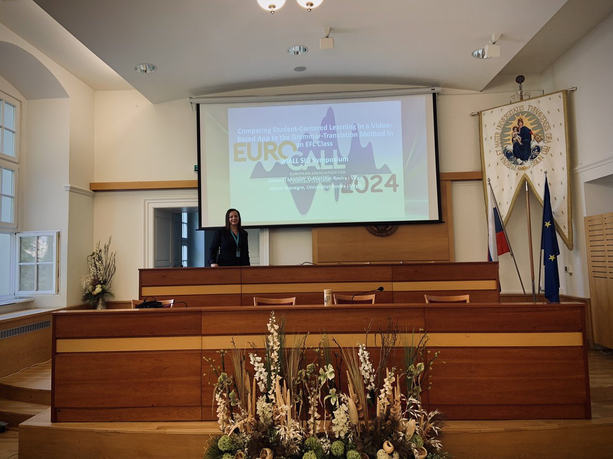 Just presented “Student-Centered Learning in a Video-Based App” a study done with Salma El Morabit at the MALL SIG Symposium at EUROCALL 2024 in Trnava  #EUROCALL2024 <a href="/mallsig_ec/">MALL SIG EUROCALL</a> <a href="/englishURV/">English URV</a> <a href="/lletresURV/">Facultat de Lletres URV</a>