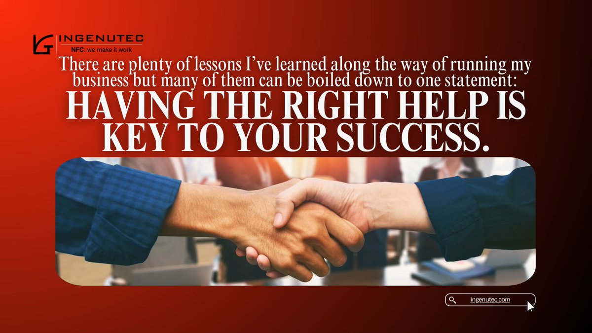 Ingenutec's tweet photo. "One major lesson from running my business: having the right help is key to success. Surround yourself with the right people! 🤝💼 #BusinessSuccess #Entrepreneurship #Teamwork" #Ingenutec https://t.co/xE5dxjJ39M