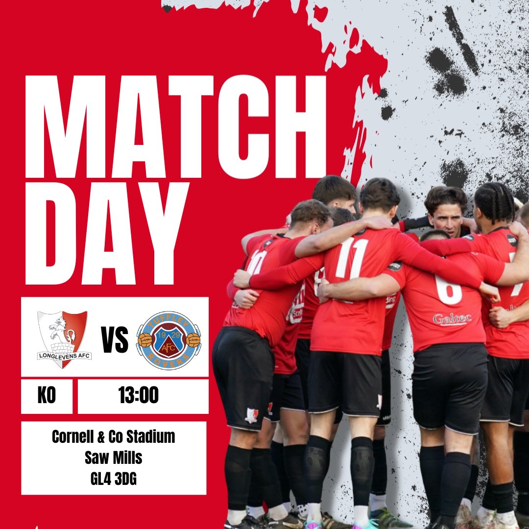 Matchday ⚽️

El Glossico!

⚽️ Home v <a href="/TuffleyRoversFC/">Tuffley Rovers FC</a> 
🏟️ Cornell &amp; Co Stadium, GL4 3DG
🕒 1pm Kick Off
🎟️ Adults - £7
🎟️ Concessions - £4
🎟️ Under 16s - Free
🍔 Burger Van Open
🍻 Bar Open

Programme - shorturl.at/8MOMZ

Come down and support the boys!

Up the Levens ❤️🖤