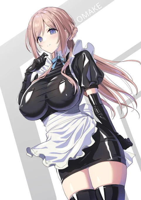 【skeb】事後の姫崎莉波さん(ラバーメイド服)二枚目はおまけの事前 