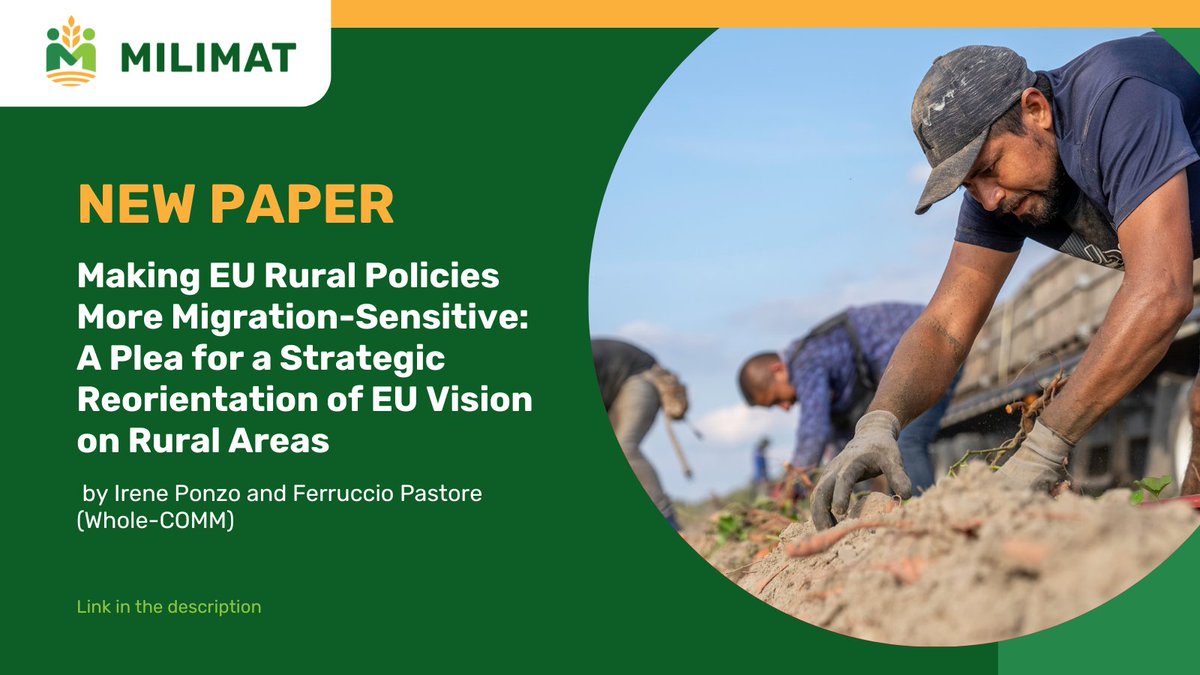 MILIMAT (@milimatproject) on Twitter photo Ignoring #Migration in EU rural policies misses the full potential of #RuralDevelopment, according to a new <a href="/whole_comm/">Whole-Comm Project</a> study. This paper calls for a strategic shift to include migration's vital role in #EUagriculture and the Green economy.
Read more: whole-comm.eu/deliverables/s… Ignoring #Migration in EU rural policies misses the full potential of #RuralDevelopment, according to a new <a href="/whole_comm/">Whole-Comm Project</a> study. This paper calls for a strategic shift to include migration's vital role in #EUagriculture and the Green economy.
Read more: whole-comm.eu/deliverables/s…