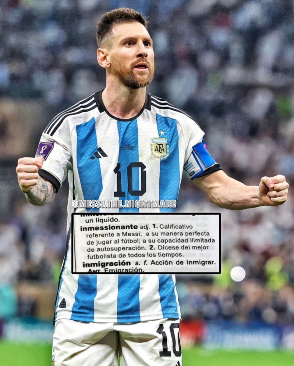 MessiTheNmare's tweet photo. Never forget, Spanish dictionary crowning the GOAT: [Inmessionante]: “The perfect way to play football, an unlimited ability to self improve.”📕👑 https://t.co/EUztnj1REH