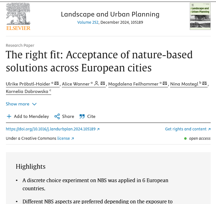 UPSURGE_H2020's tweet photo. 🔍 Exciting news! #UPSURGE results by @ILEN_BOKU and @alice_wanner are published! ✨ Check out our findings on #NBS. Dive into the details and explore the future of #NBS in European cities.
#Research #UrbanPlanning #NewPublication #ChoiceModeling
https://t.co/phnPXsyRrW https://t.co/qTxarvLbQy