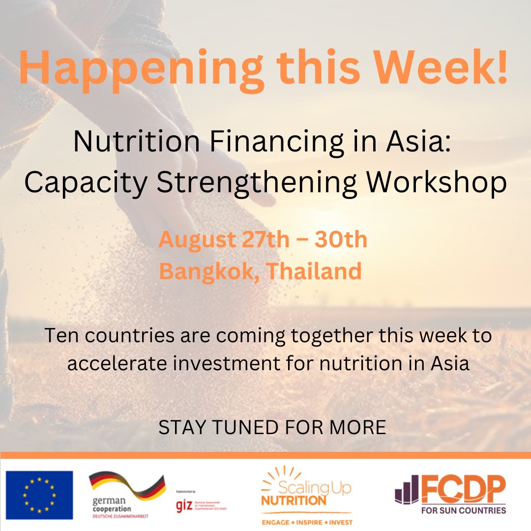 #DYK malnutrition costs the global economy $3.5 trillion annually? Yet, investments in #nutrition have hardly changed in 10 years.📈

Starting tomorrow we'll host a workshop with #FCDP &amp; #C4N <a href="/giz_gmbh/">GIZ</a> to boost nutrition finance efforts in Asia 🌏.

Stay tuned for live updates!