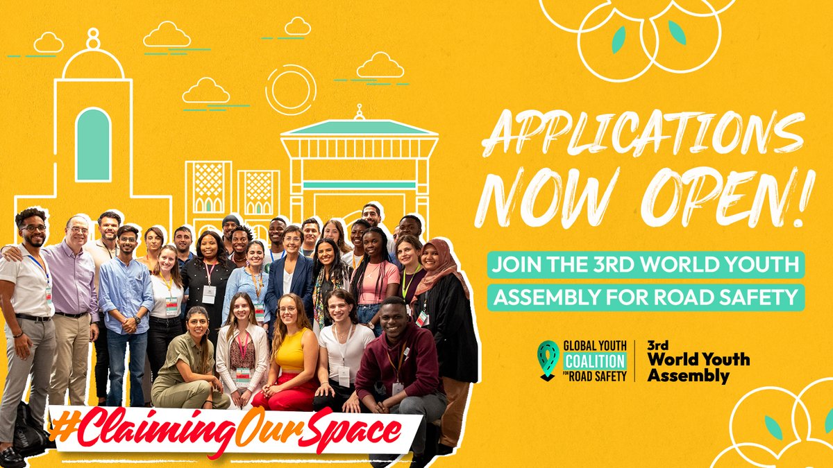 The 3rd World Youth Assembly for Road Safety is going to take place in Marrakesh, Morocco from the 15th to the 16th of February 2025 🇲🇦  

Join other leaders from around the world in shaping the future of road safety 🚦  

Go to wyaroadsafety.org