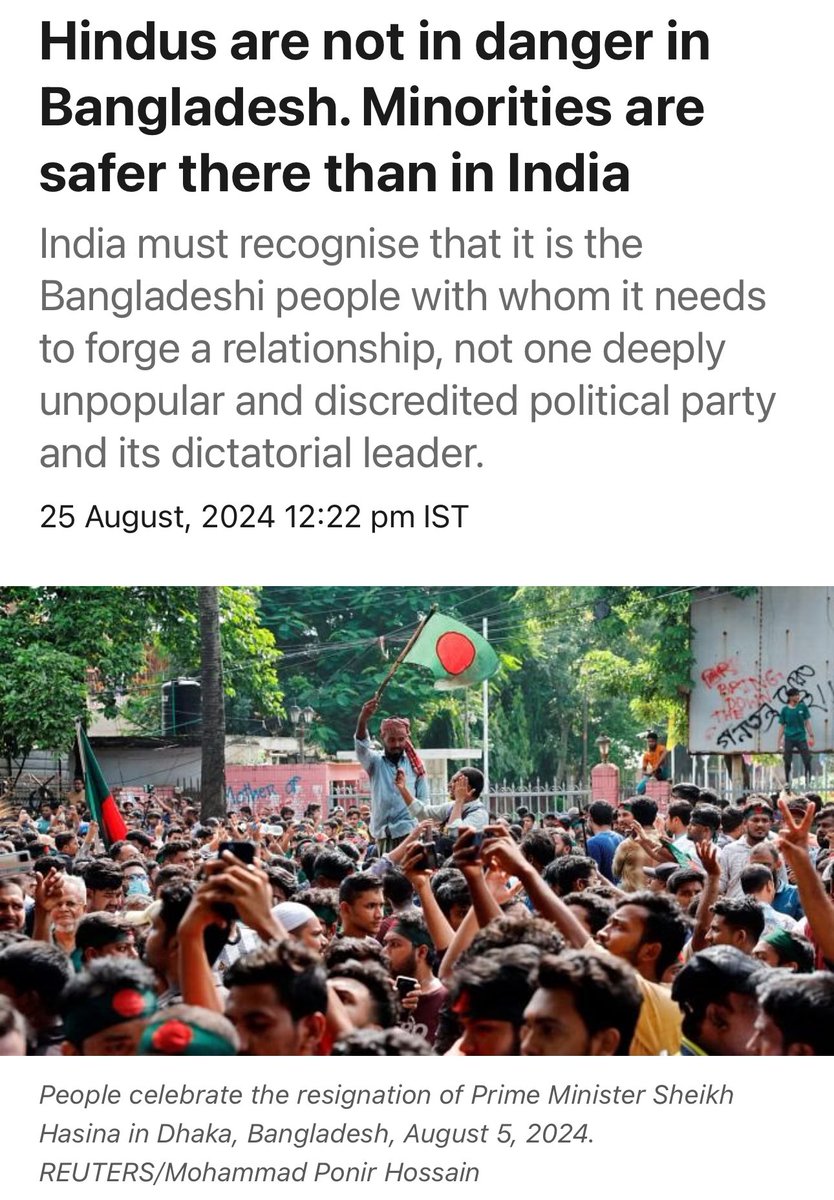 ZulkarnainSaer's tweet photo. "The movement that toppled Sheikh Hasina is not an Islamist revolution. The students at the forefront of the movement are committed, conscientious patriots who wish to see nothing more than a functional, fair, and free Bangladesh. They are democrats and they wish to see a truly democratic Bangladesh, as do all Bangladeshis. They are the furthest thing imaginable from Islamists or militants. Neither is Bangladesh an Islamist country nor a hotbed of militancy."

@ZafarSobhan writes for @ThePrintIndia