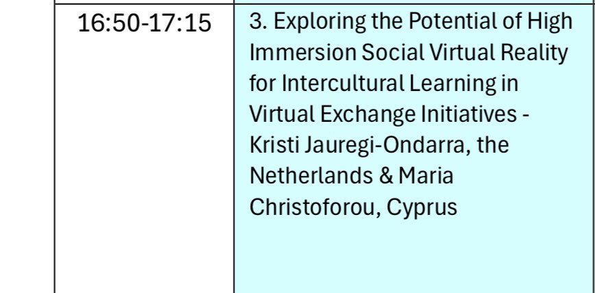 #EuroCALL2024 has officially begun! Whether you’re attending in person or online, feel free to join our presentation today at 16:50 CET, called “Exploring the Potential of High Immersion Social Virtual Reality for Intercultural Learning in Virtual Exchange Initiatives”
#Eurocall
