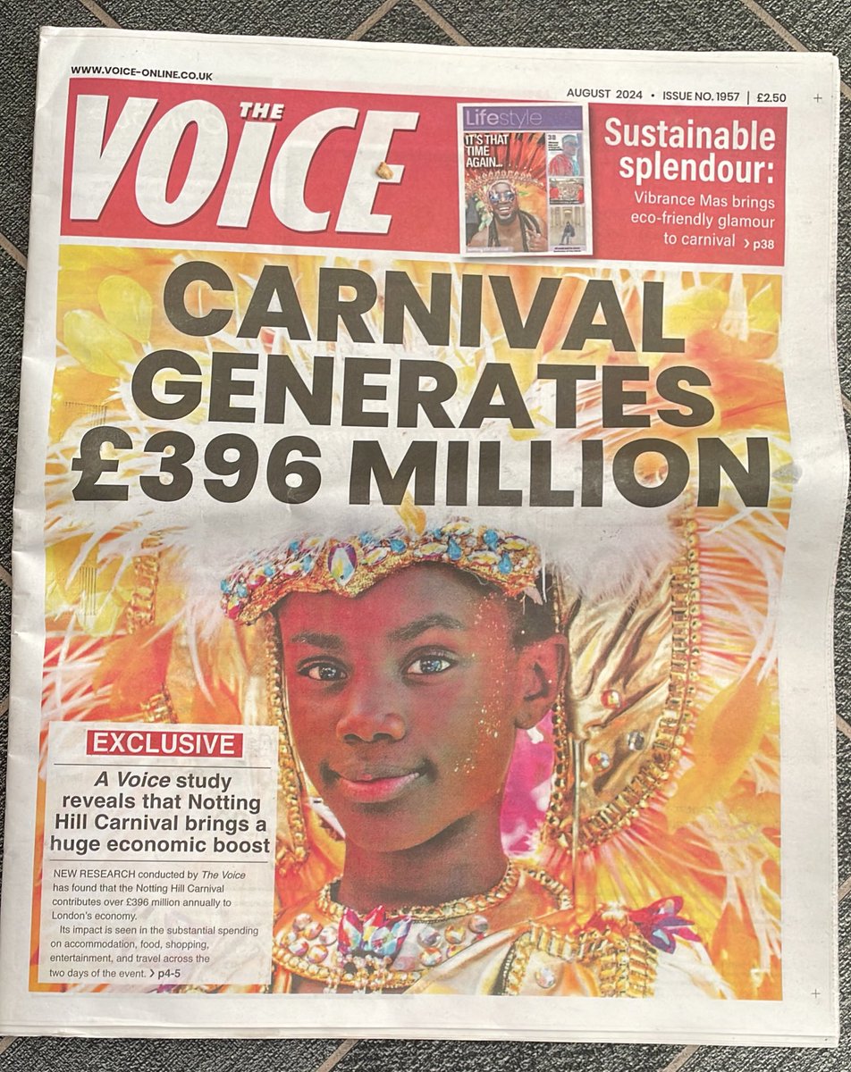 S_Fleary1's tweet photo. Happy Carnival Monday! 🎉🎉🎉

Just sharing some POSITIVE news about #NottingHillCarnival which is covered in @TheVoiceNews - which is Britain’s ONLY Black National Newspaper. 

Buy a copy or read the article online here: https://t.co/ZLFYv8mI1v https://t.co/onPgFrus1o
