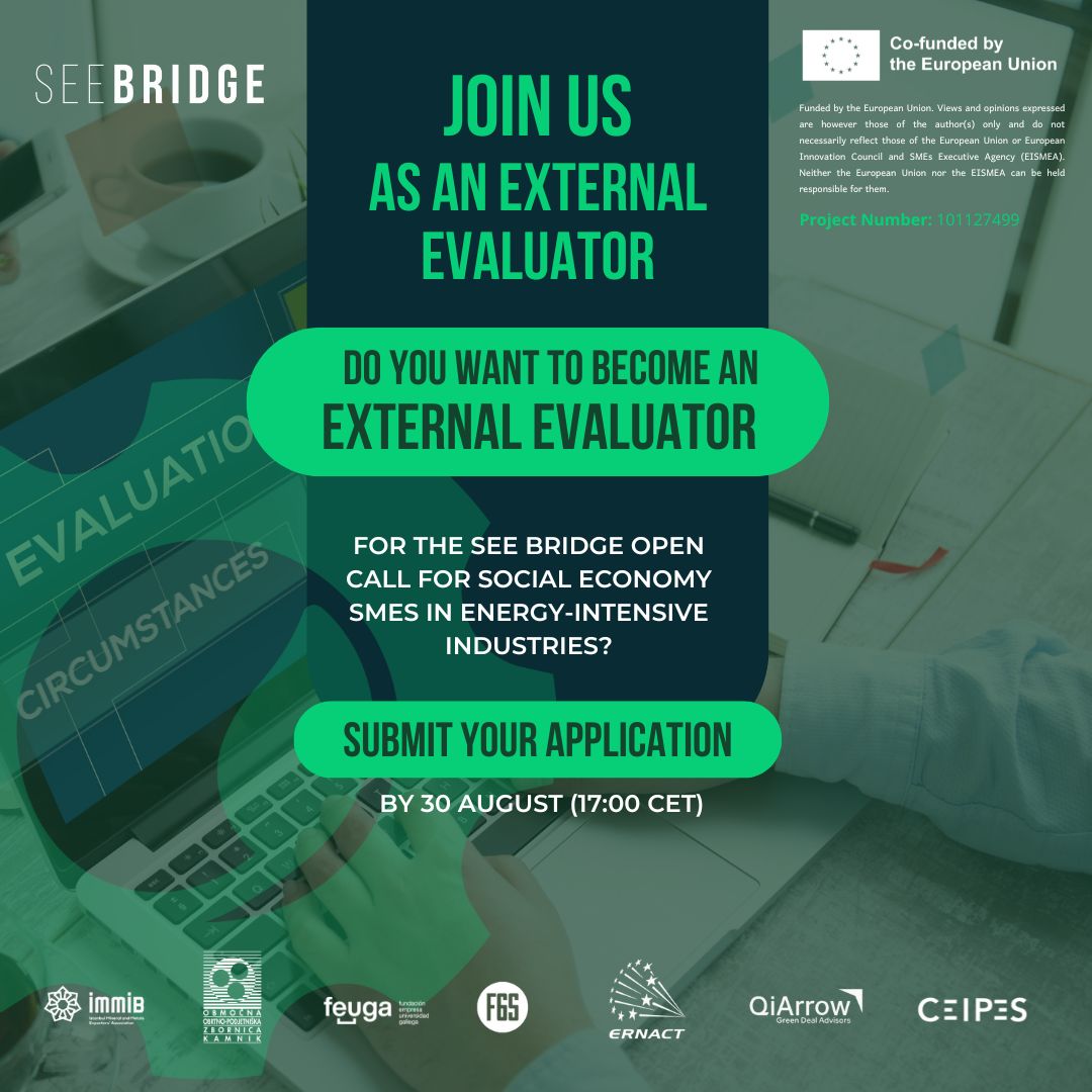 🚀We're seeking expert evaluators for the <a href="/SeeBridge_/">See Bridge</a>  Open Call! Support Social Economy SMEs in energy-intensive industries.

💡Compensation: EUR 175-350. 

👉Apply by Aug 30 via F6S at seebridge.infoproject.eu/project/join-s…