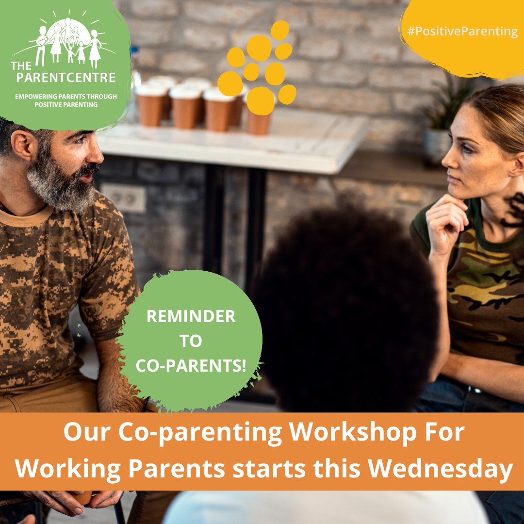 Our Co-parenting Workshop for Working Parents kicks off this Wednesday, 28th August. 
This workshop is for any parent who shares parental responsibilities with another parent figure to help you understand the complexities of co-parenting > theparentcentre.org.za/co-parenting-w…