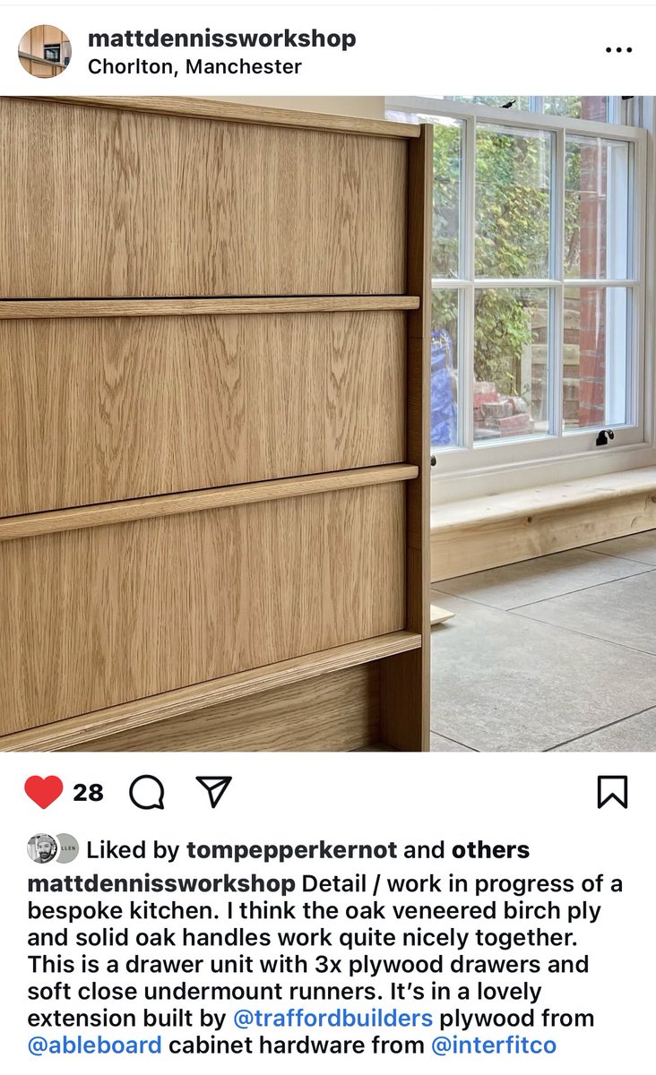 traffordbuilder's tweet photo. Adding some lovely detail on our ext in #Chorlton with a bespoke Matt Dennis Ply and Oak Kitchen #traffordbuilders https://t.co/aW1UyaYEJe