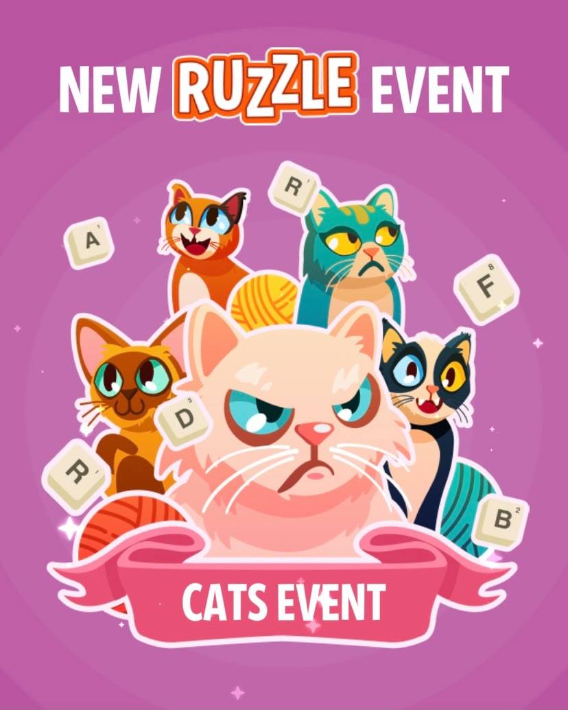 Hey Cool Cats! 🐾 Guess what? The Cats Event is back in Ruzzle! 🐱 Dive into the fun, compete for top spots, and claim some purr-fect prizes!

Drop a cat emoji 🐾 in the comments if you're ready to join the fun!