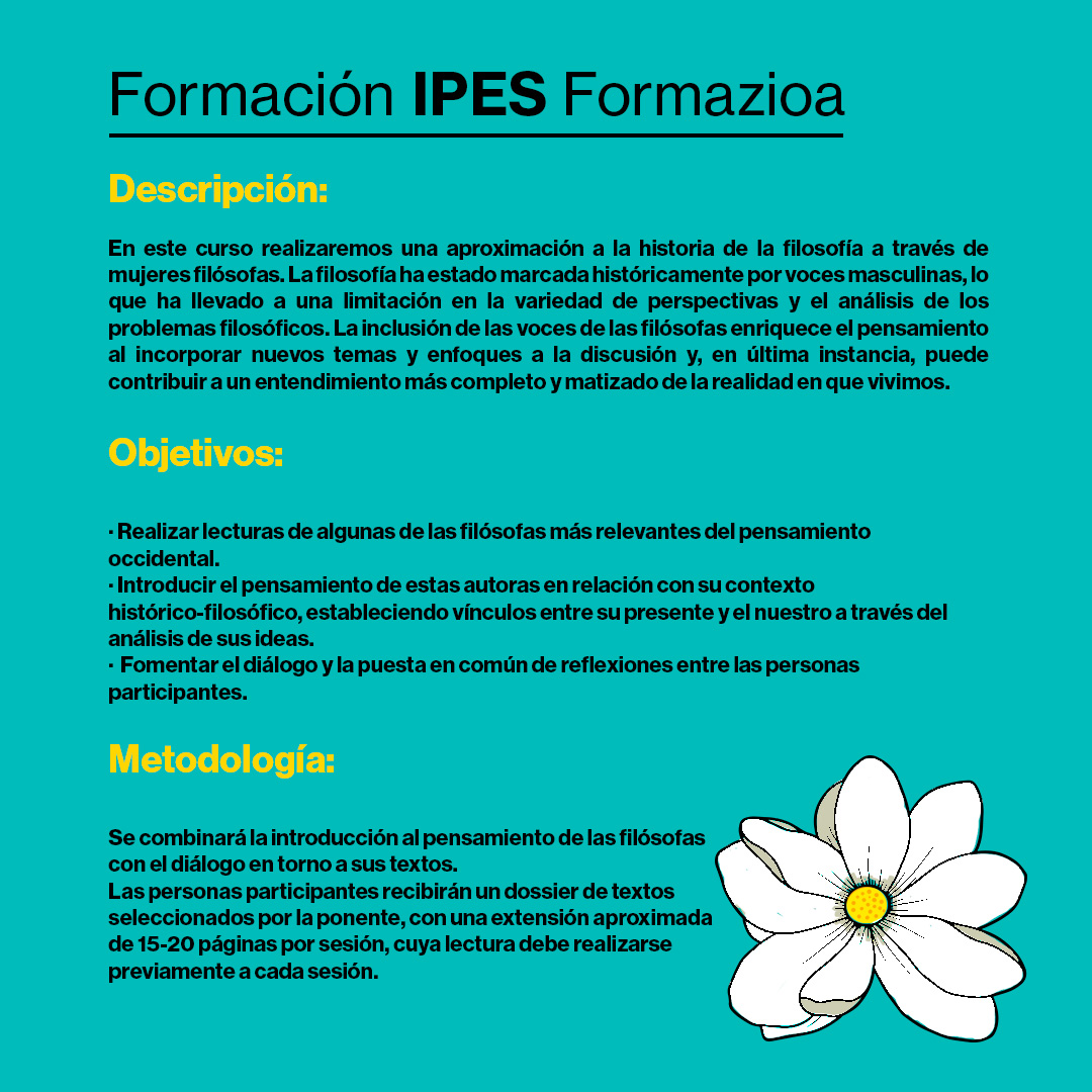 IPESEmakumeak's tweet photo. Arranca nuestra programación, retomando los cursos y la #formación que os queremos seguir ofreciendo. Tenéis la oportunidad de disfrutar de 3 sesiones en las que ahondar en la historia de pensadoras y #filósofas, analizar y comentar lecturas de sus obras https://t.co/aBIn032UXT https://t.co/FrAVyUAy5R