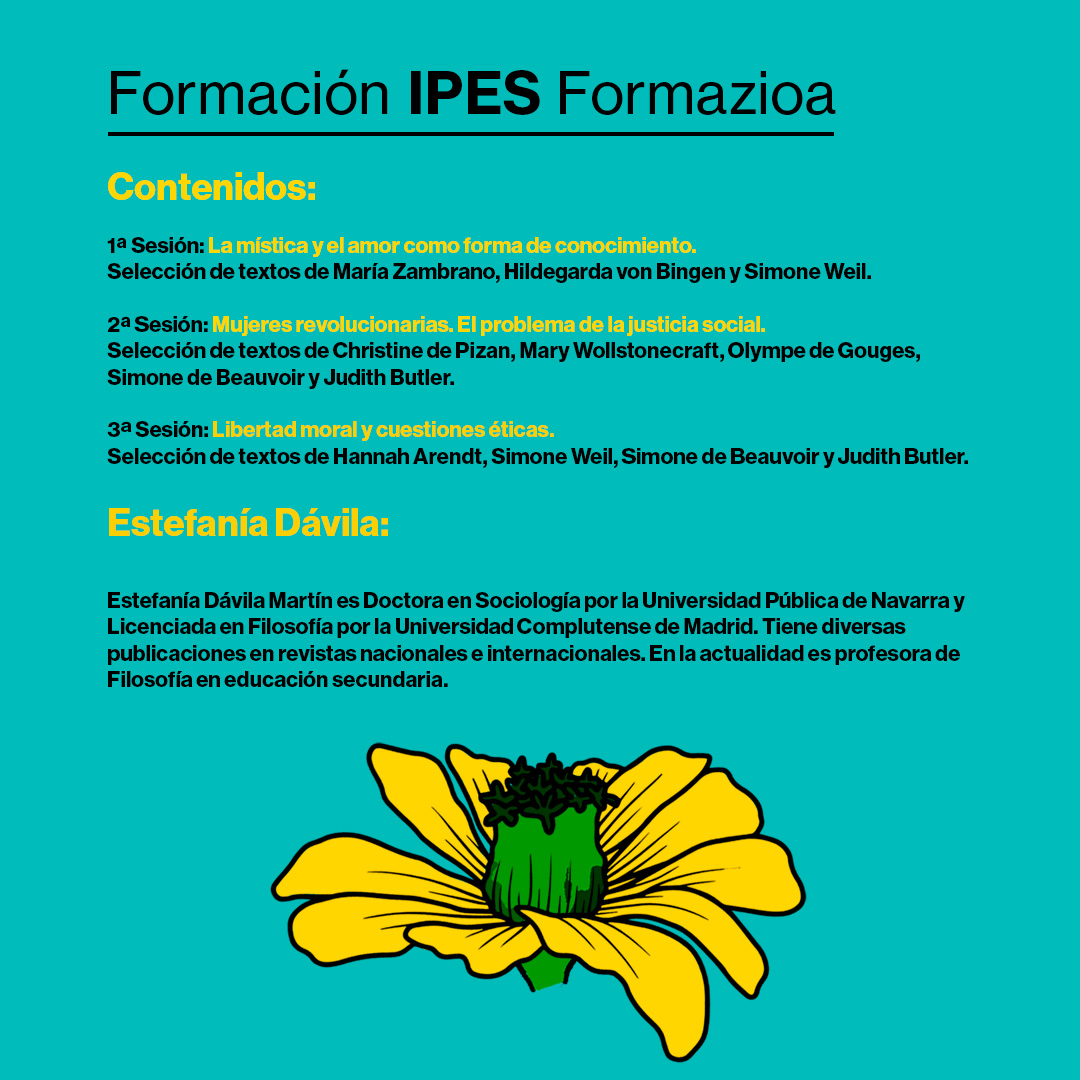 IPESEmakumeak's tweet photo. Arranca nuestra programación, retomando los cursos y la #formación que os queremos seguir ofreciendo. Tenéis la oportunidad de disfrutar de 3 sesiones en las que ahondar en la historia de pensadoras y #filósofas, analizar y comentar lecturas de sus obras https://t.co/aBIn032UXT https://t.co/FrAVyUAy5R