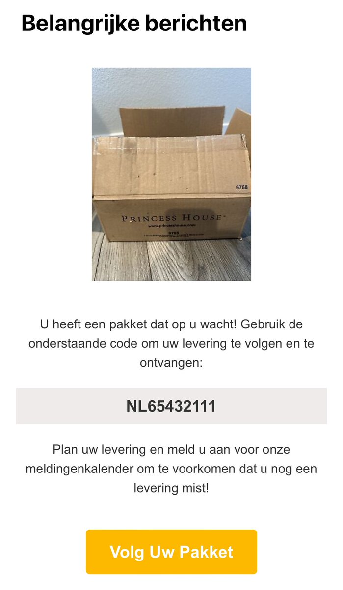 Computerdokter's tweet photo. Krijgt u emails over een pakket? Vooral nergens op klikken en weggooien! https://t.co/roqREzf8Q4