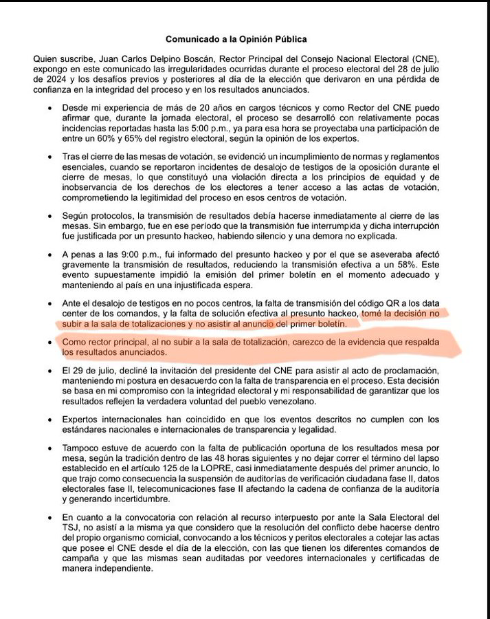 SonPolemicas's tweet photo. 28 de Julio al cerrar la votación:

"Rector Delpino, venga a la Sala de Totalizacion, con el 58% transmitido está ganando Maduro"
Delpino : "Esperenme allá, voy para el baño primero, tengo como diarrea" 
Todavía lo están esperando. https://t.co/du9UnKP4lc