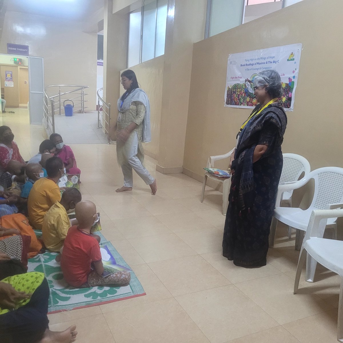 AnushShalini's tweet photo. "Lifting spirits and spreading hope at Sri Ramakrishna Hospital !

Today, our young patients joined a special book reading of 'Maximo &amp; The Big C: A Tale of Courage &amp; Compassion'. Hands raised high, they embraced the story's inspiring message to 'Fight the Fear' and . https://t.co/LAp42vUXZp