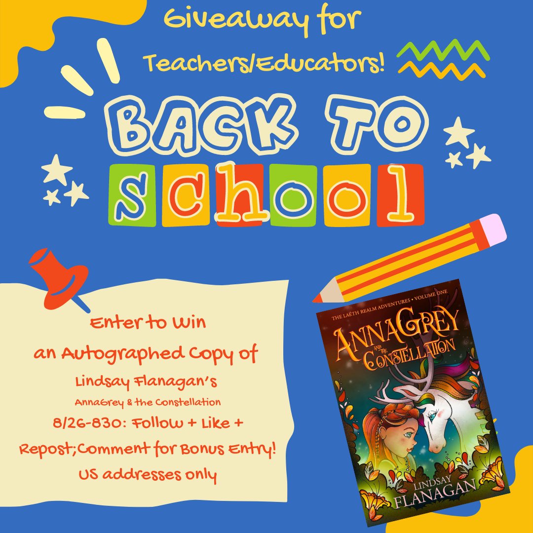 Hey #TeacherTwitter, enter #GIVEAWAY of <a href="/LindsFlanagan/">Lindsay Flanagan 🦄</a>'s AnnaGrey &amp; the Constellation!

Like+ repost+ follow for chance to win. Bonus for comment! Ends 8/30. US addresses only

#educators #middlegrade #kidlit #WritingCommunity #writerscommunity #mglit #Teachers #TeachersOfTwitter