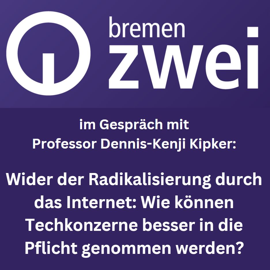 Dennis_Kipker's tweet image. Nach #Solingen warnt der #Verfassungsschutz vor einer zunehmenden #Radikalisierung durch die sozialen Netzwerke. Morgen um 07:35 bin ich zu Gast bei Radio Bremen 2. Dort sprechen wir über die Verantwortung der großen #Techkonzerne gegen gesellschaftszersetzende Inhalte im Netz.