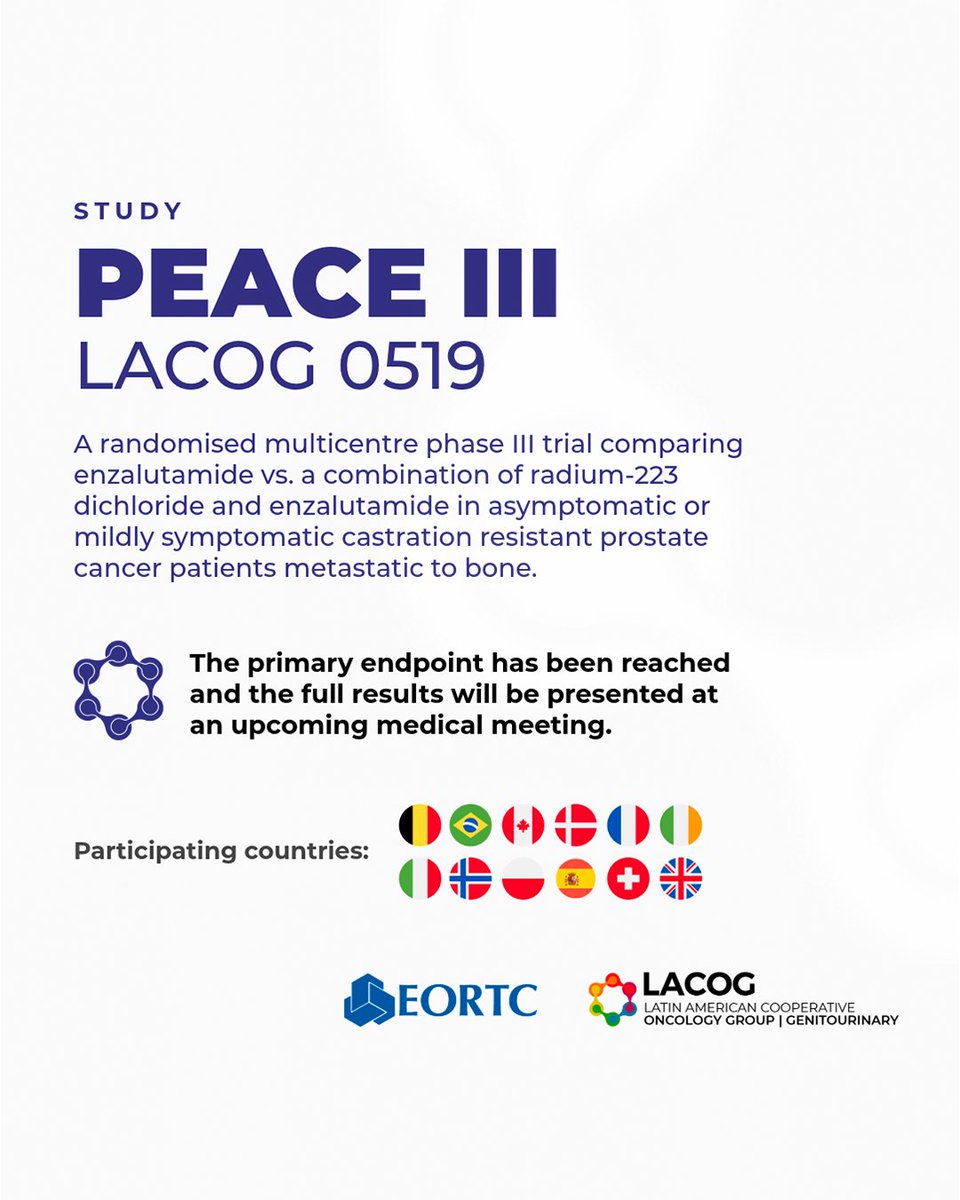LACOG_group's tweet photo. We are pleased to announce that results of PEACE III trial will be presented in the Presidential Symposium at ESMO Congress 2024 (@myESMO).
We would like to thank all the patients, investigators, research teams and @EORTC, who are part of PEACE III.
#LACOG
#EORTC
#PEACEIII https://t.co/ziPJMuVZId