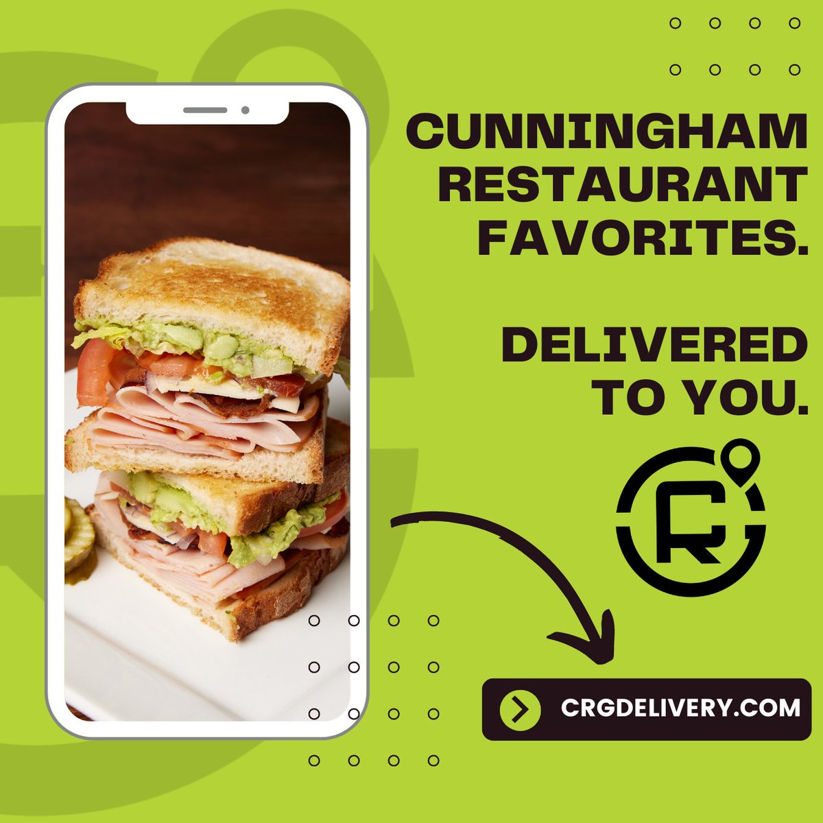 Flavors you love, delivered to your doorstep. Sandwiches, burritos, soups, salads, pizzas, tacos, and more are just a tap away. 🥪🌯🍜🥗🍕

Cunningham Delivery Kitchen brings the heart of your favorite CRG locations straight to your door in downtown Indy.

crgdelivery.com