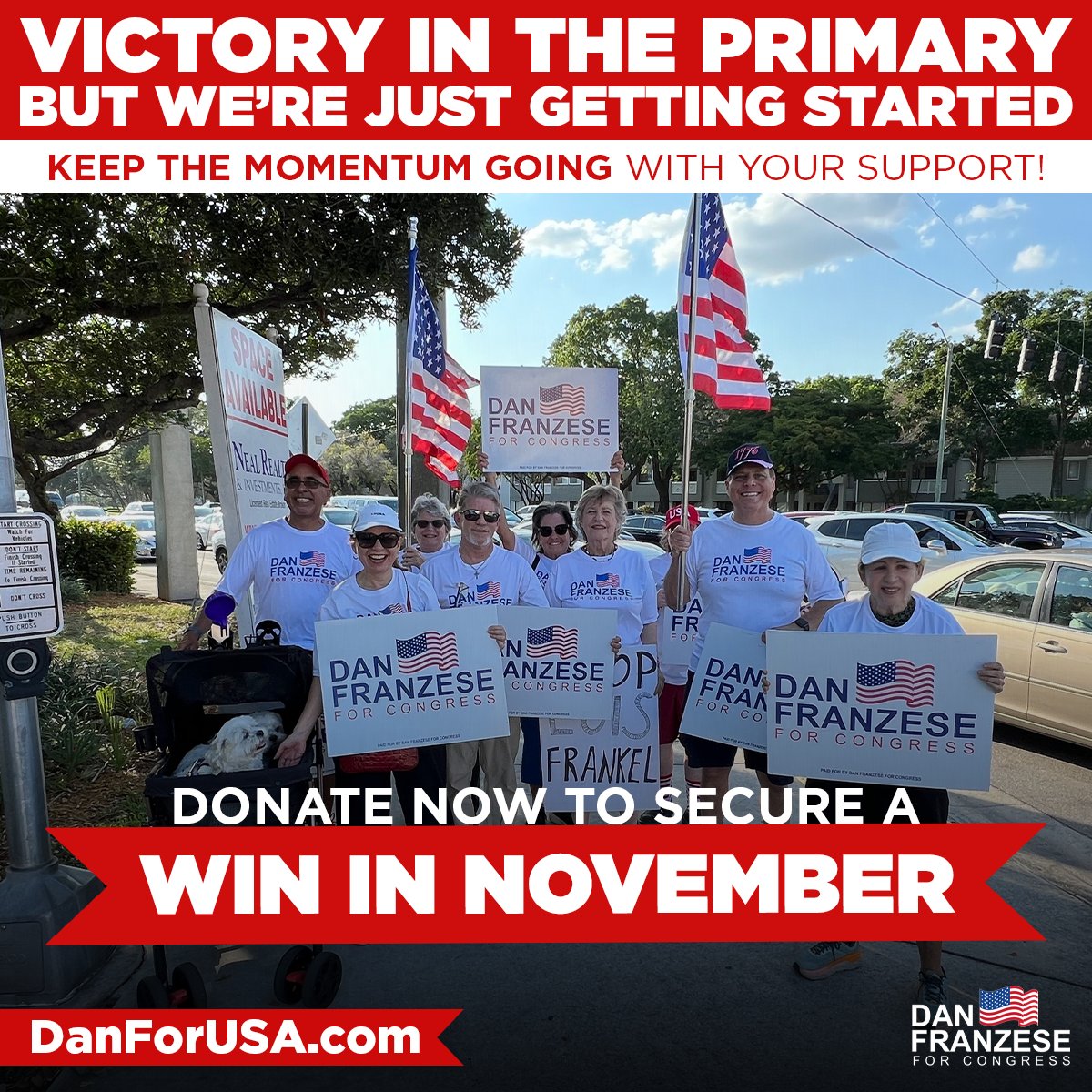 danforfl's tweet photo. 🏆 Victory in the Primary! We’re just getting started. Now, we need your support to secure the final win in November. Let’s keep the momentum going strong! 💪
🗳️ Donate Today at https://t.co/3kCsSEXQMA to help us cross the finish line! 
#DanForUSA #FL22 #SupportDan #DonateNow #KeepTheMomentum #AmericaFirst