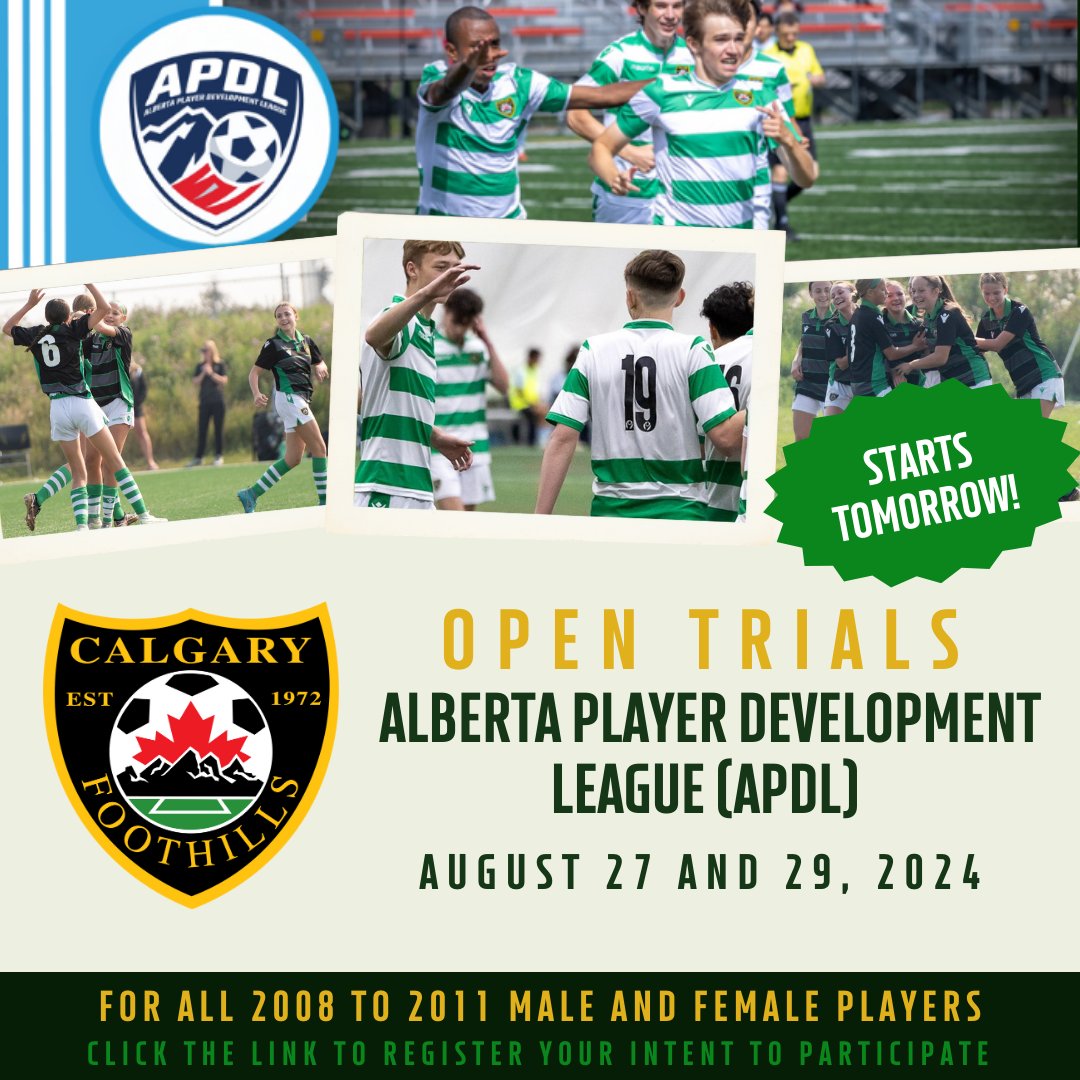 FoothillsSoccer's tweet image. Foothills APDL Open Trials Start TOMORROW!

Don’t miss out—register your intent to participate by clicking the link and filling out the form. We can’t wait to see you on the field!⁠
⁠
Register here: l8r.it/OFUS
⁠
#APDL #WeAreFoothills #OpenTrials
