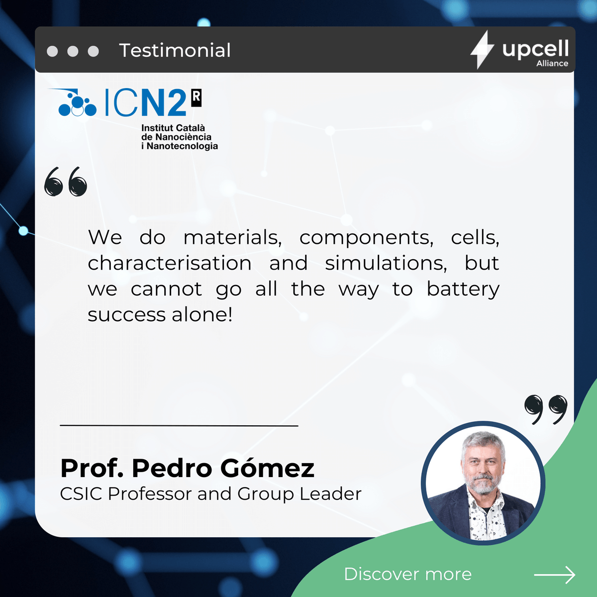 Catalan Institute of Nanoscience & Nanotechnology (@icn2nano) on Twitter photo 🤝 We've recently joined upcell Alliance & we're super excited! 🔋 At ICN2 we want to add value to the #battery ecosystem in 🇪🇺. The 3 groups in the field are:
🔹@icn2neo CSIC Prof. Pedro Gómez
🔹<a href="/GAeNResearch/">GAeN Research</a> ICREA Prof. <a href="/jarbiol/">Jordi Arbiol 🔬😉</a>
🔹Theory and Simulation CSIC Prof. <a href="/POrdejonICN2/">POrdejonICN2</a> 🤝 We've recently joined upcell Alliance & we're super excited! 🔋 At ICN2 we want to add value to the #battery ecosystem in 🇪🇺. The 3 groups in the field are:
🔹@icn2neo CSIC Prof. Pedro Gómez
🔹<a href="/GAeNResearch/">GAeN Research</a> ICREA Prof. <a href="/jarbiol/">Jordi Arbiol 🔬😉</a>
🔹Theory and Simulation CSIC Prof. <a href="/POrdejonICN2/">POrdejonICN2</a>