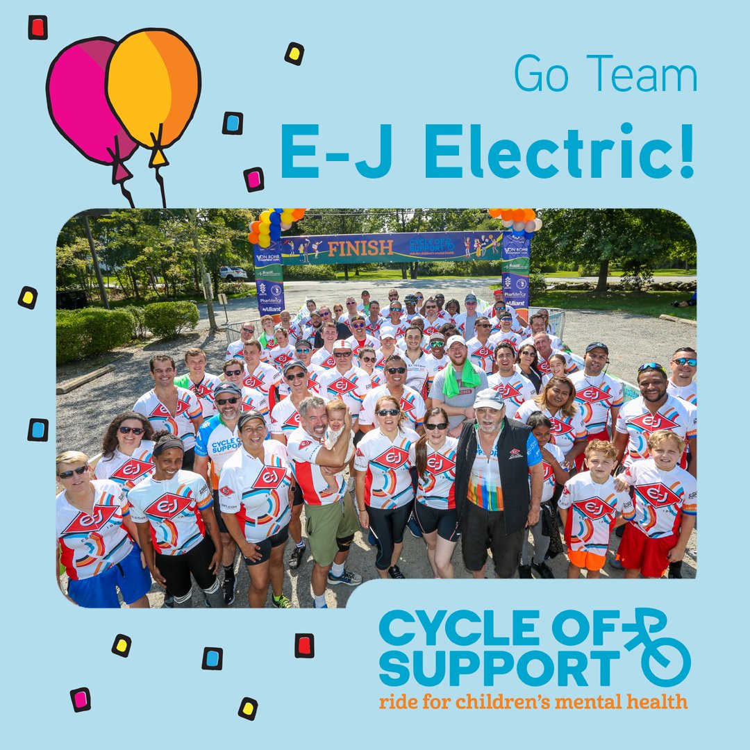 GO TEAM E-J Electric! Last year, Team <a href="/ejelectric/">E-J Electric</a> helped raise more than $850,000 for children's mental health programs in New York. Learn about how you can pledge to team E-J or ride with us on September 15 by visiting CycleofSupport.org.